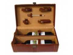 波尔多两支装皮礼盒葡萄酒 红酒礼盒