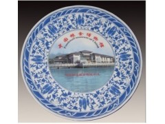 中国粮食博物馆定制礼品瓷盘，青花纪念瓷盘，商务礼品瓷盘
