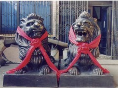 铜雕狮子铸造厂-黄铜狮子