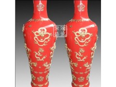 中国红釉瓷落地大花瓶 喜庆开业大摆件 庆典客厅装饰