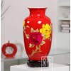 景德镇红釉陶瓷麦秆工艺花瓶 红瓷摆件 书房节庆用品