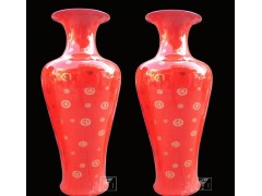新品中国红花瓶 结婚庆典装饰 陶瓷花瓶