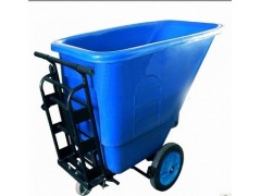 350L废物清运倾卸斗车，手推式环卫保洁车选置麦穗塑料垃圾桶