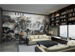 山水画 办公室沙发背景墙 陶瓷艺术壁画 源远流长