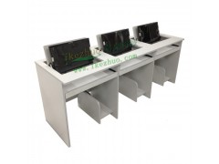 三人翻转电脑桌 培训中心翻转电脑桌 可定做学校电脑桌