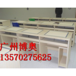 广州实木多媒体翻转显示器电脑桌生产厂家