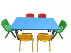 2017河南幼教玩具   幼儿园桌椅  儿童六人长方餐桌椅