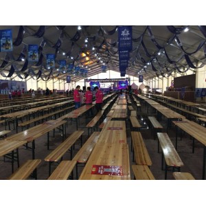 哈尔滨啤酒节桌椅供应商-实木啤酒桌-户外活动长条桌椅厂家