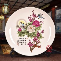 牡丹花会节日纪念陶瓷赏盘定制