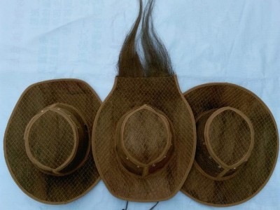 棕帽子批发 天然时尚马尾巴棕丝帽大圆帽西部牛仔帽子