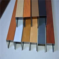 U型木纹铝方通吊顶热转印木纹铝方管造型铝方通