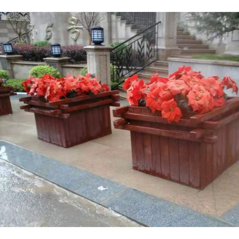 兰州防腐木花坛-立体花坛-种植木花槽