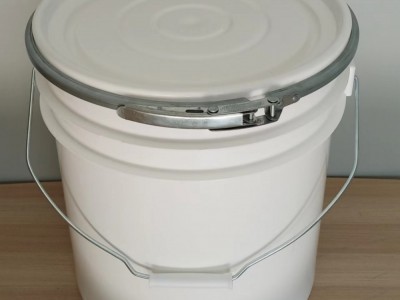 硅胶专用塑料直口桶厂家285mm压盘桶5加仑铁包箍PP直口桶
