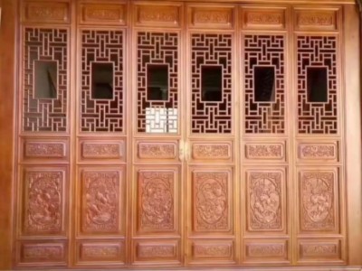 四川成都中式实木门花格木窗实木雕花挂件中式大门