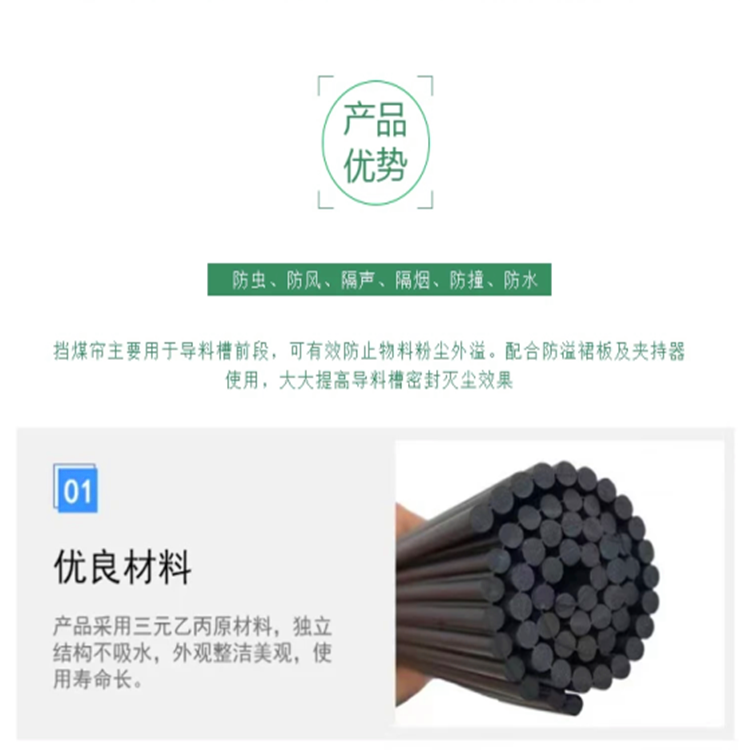 皮带机防尘挡尘帘 6mm条状装订导料槽抑尘胶帘 矿用巷道风帘图7